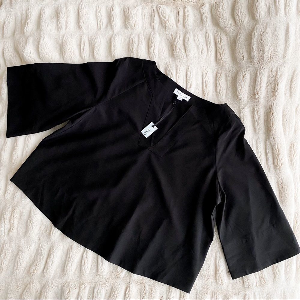 NWT Prologue Black V-Neck Flowy Blouse